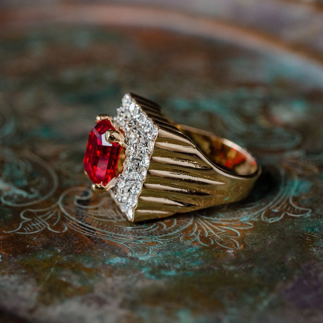 Vintage Austrian Crystal Cocktail Ring 18k Yellow or White Gold Electroplated Women's Birthstne RingMade in USA