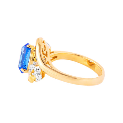 Vintage Ring Swarovski Austrian Crystals 18kt Gold Antique Womans Jewelry Women's Birthstone Rings