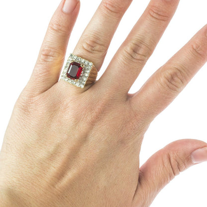 Vintage Austrian Crystal Cocktail Ring 18k Yellow or White Gold Electroplated Women's Birthstne RingMade in USA