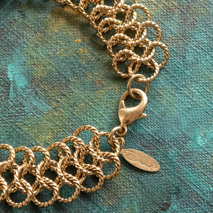 Vintage Oscar De La Renta Gold Tone 7-1/2" Inch Link Antique Designer Bracelet For Women