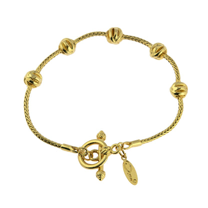 Vintage Bracelet Oscar De La Renta Gold Textured Bead and Chain Bracelet Women OSB-545 Antique Bracelet Jewelry