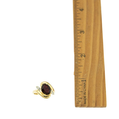 Vintage Ring Swarovski Austrian Crystals 18kt Gold Antique Womans Jewelry Women's Birthstone Rings