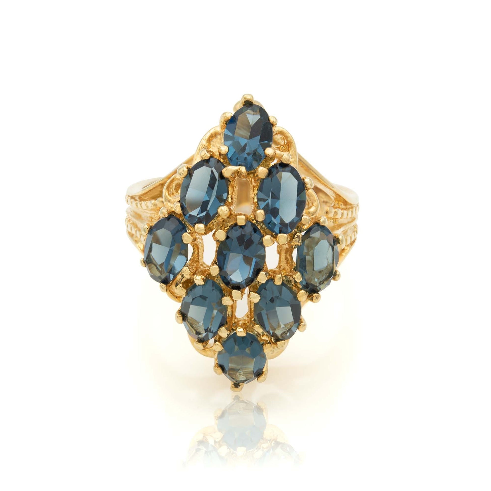 Penelope Sapphire Austrian Crystal Cocktail Ring - 18k Gold Electroplated jewelry image 1