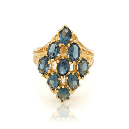 Penelope Sapphire Austrian Crystal Cocktail Ring - 18k Gold Electroplated jewelry image 1