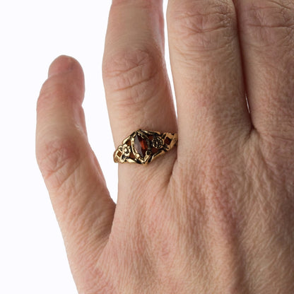 Vintage Austrian Crystal or Cubic Zirconia Stone Ring 18k Gold Electroplated Made in the USA