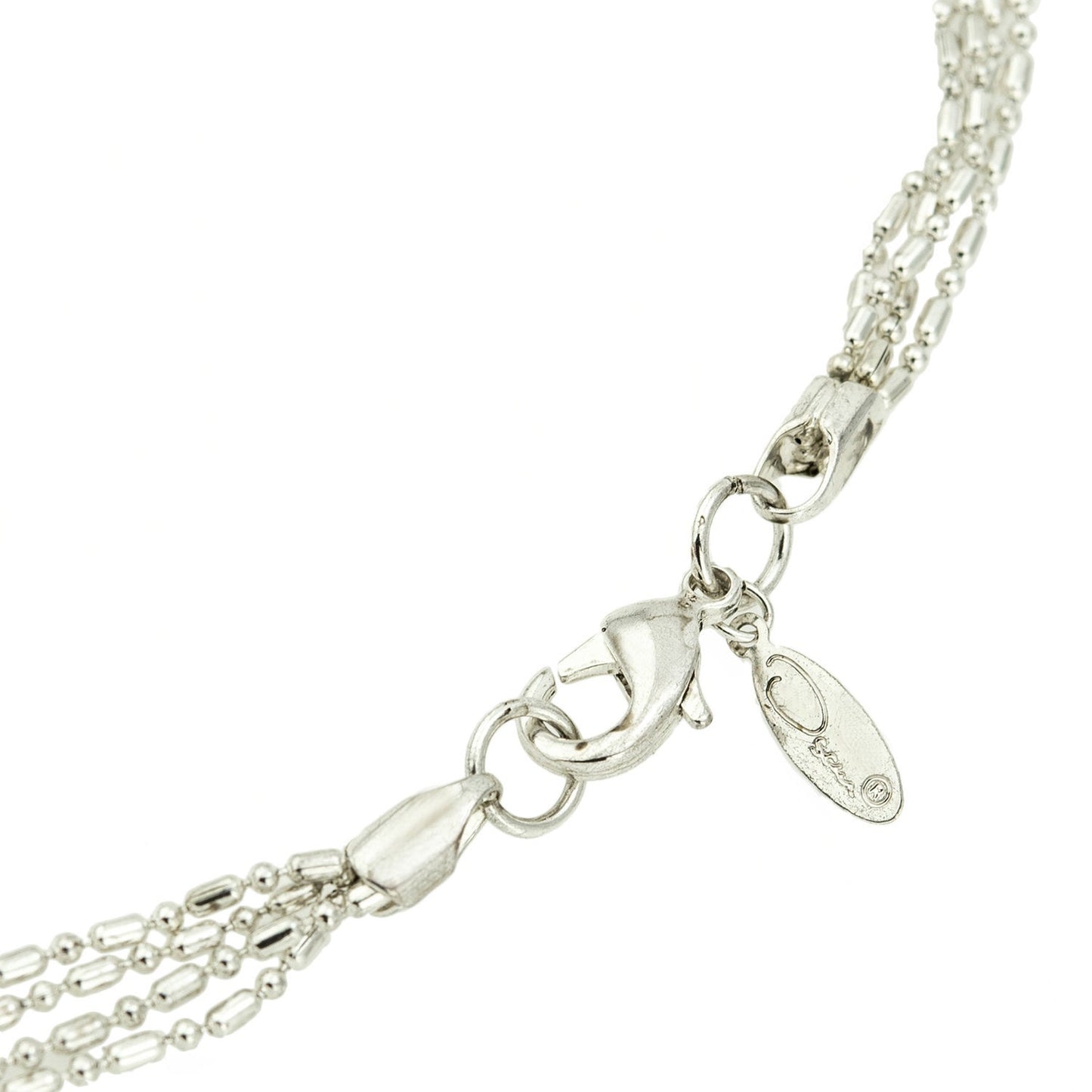 Vintage Oscar De La Renta 24 Inch White Gold Silver Tone Heart Pendant Necklace #OSN-4619-W