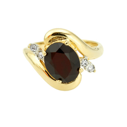 Vintage Ring Swarovski Austrian Crystals 18kt Gold Antique Womans Jewelry Women's Birthstone Rings