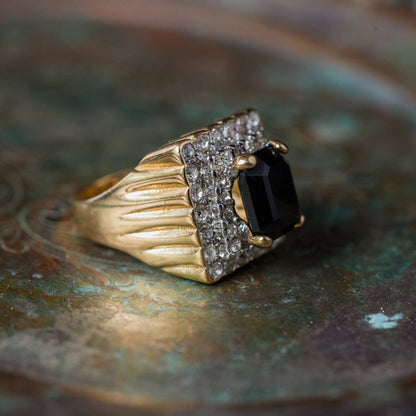 Vintage Austrian Crystal Cocktail Ring 18k Yellow or White Gold Electroplated Women's Birthstne RingMade in USA