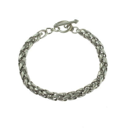 Vintage Oscar De La Renta Silver Tone Braided Textured Links Bracelet Size: