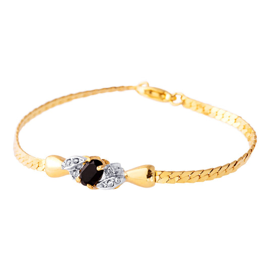 Vintage Black and Clear Austrian Crystal Gold Tone Herringbone Bracelet jewelry image 1