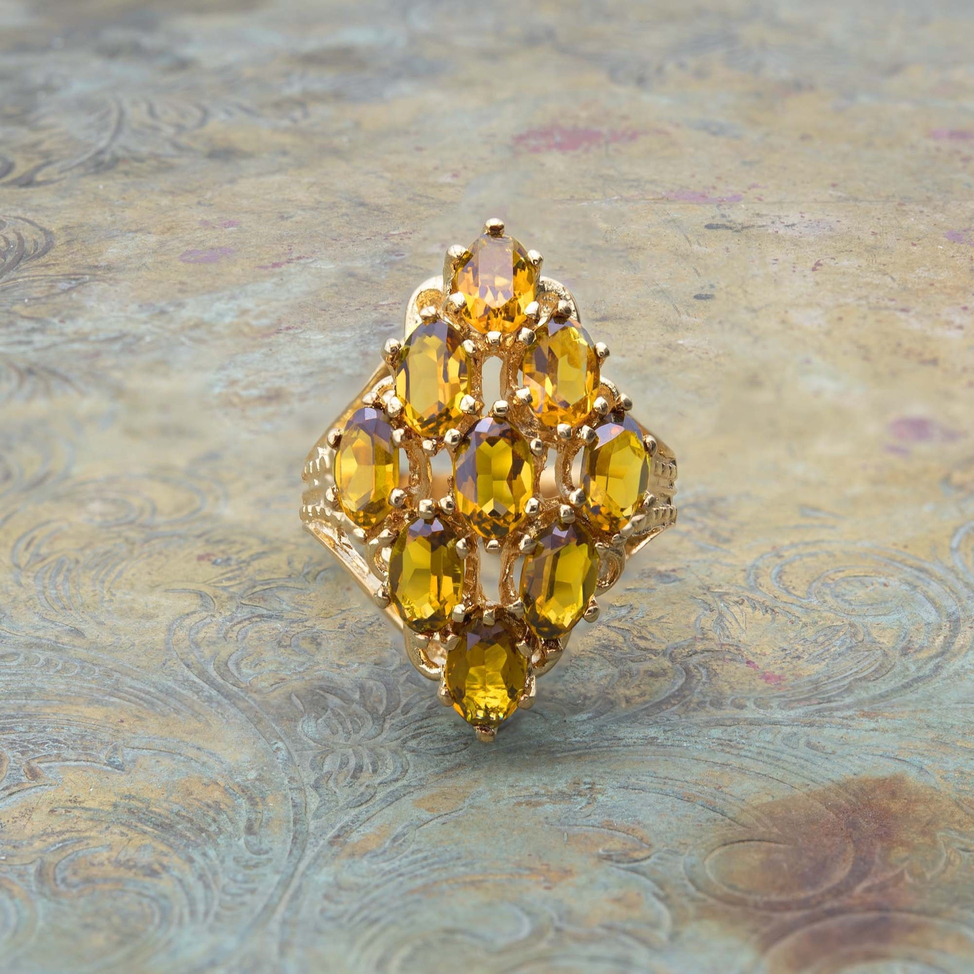 Sonia Light Topaz Austrian Crystal Cocktail Ring - 18k Yellow Gold Electroplated jewelry image 1