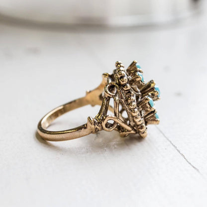 Vintage Citrine Austrian Crystals Filigree Style Antiqued 18k Yellow Gold Electroplated Ring