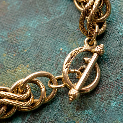 Vintage Women's Oscar De La Renta Gold Plated Braided Textured Links Bracelet