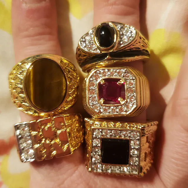 FIVE FOR ONE - Surprise Mix of 5 Vintage Ring Antique Rings Stack For Men - Made in America