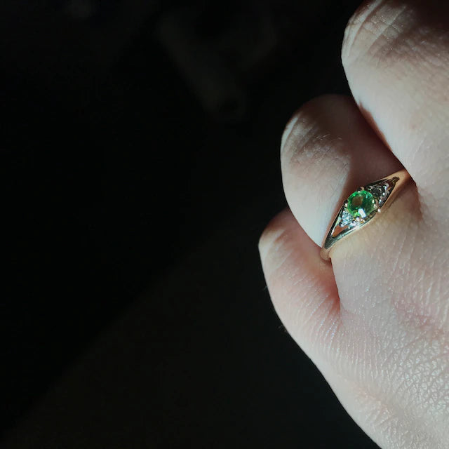 Vintage Genuine Stone or Austrian Crystal Ring 18k Yellow Gold Electroplated Ring Made in the USA