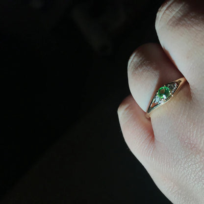 Vintage Genuine Stone or Austrian Crystal Ring 18k Yellow Gold Electroplated Ring Made in the USA
