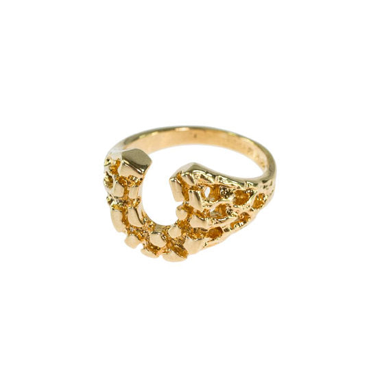 Vintage Horseshoe Ring 18k Gold Electroplated Handcrafted Made in USA Size 13