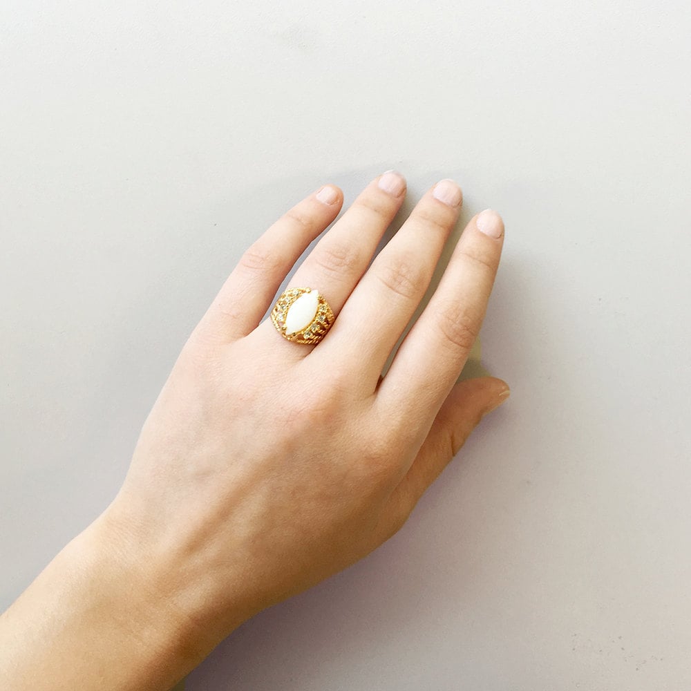 Vintage Ring Genuine Opal Ring Filigree Style 18k Gold Made in the USA #R574 - Limited Stock - Never Worn