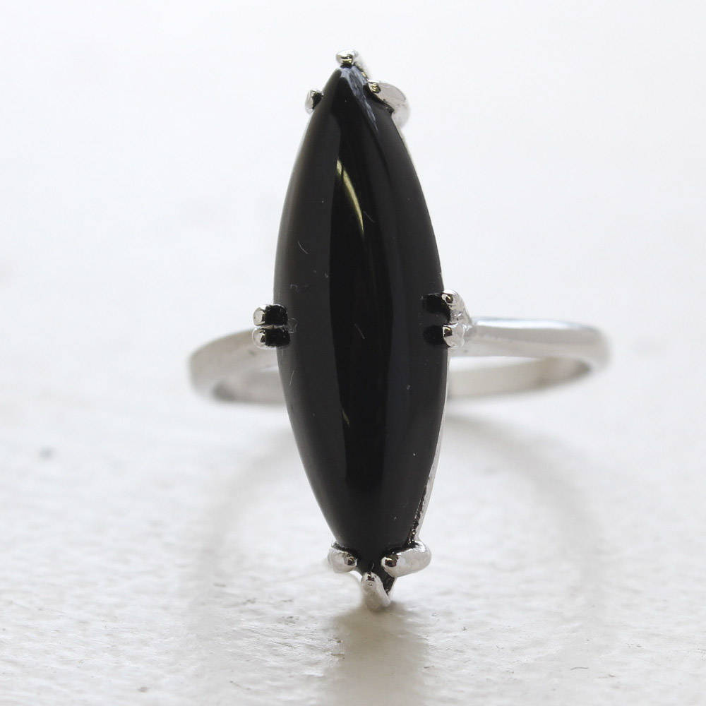 Vintage Ring Real Onyx Ring Antique 18k White Gold Silver Silver Antique Womans Jewelry R1019 - Limited Stock - Never Worn