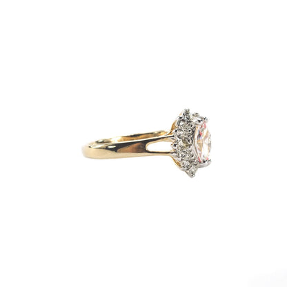 Vintage Ring Clear Cubic Zirconia 18kt Gold Womans Engagement Antique Jewlery CZ Handmade #R1314  - Limited Stock - Never Worn