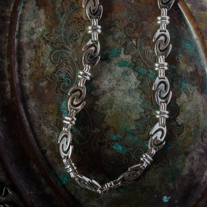 Vintage Oscar de la Renta Silver Tone "O" Insignia Logo Link Necklace jewelry image 1