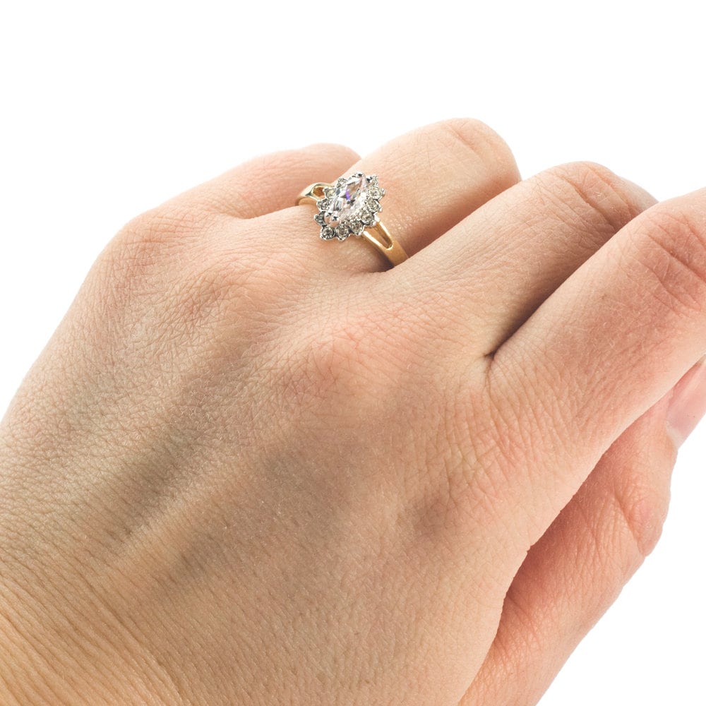 Vintage Ring Clear Cubic Zirconia 18kt Gold Womans Engagement Antique Jewlery CZ Handmade #R1314  - Limited Stock - Never Worn