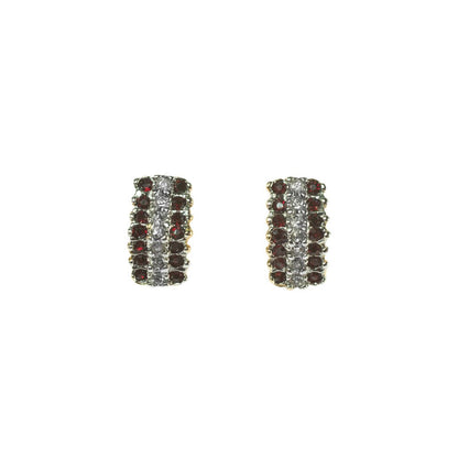 Vintage Earrings Ruby and Clear Swarovski Crystal Post Earrings E1753 Ruby Jewelry Handmade for Women - Limited Stock - Never Worn