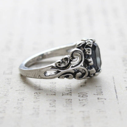 Vintage Ring Sapphire Swarovski Crystal Ring 18k Antique White Gold Silver  R1597 - Limited Stock - Never Worn