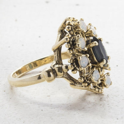 Vintage Ring Sapphire Swarovski Crystal and Pinfire Opal Cocktail Ring Antique 18k Gold  R250 - Limited Stock - Never Worn