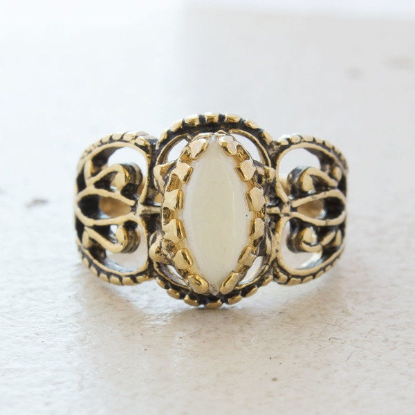Vintage Ring Genuine Opal Cocktail Ring Antique Opals 18k Gold Made in the USA R144 - Limited Stock - Never Worn