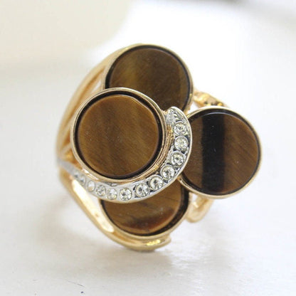 A Vintage Ring Genuine Tiger Eye Cocktail Ring 18k Gold Antique Tigerseye Womans Handmade Jewelry R282 - Limited Stock - Never Worn