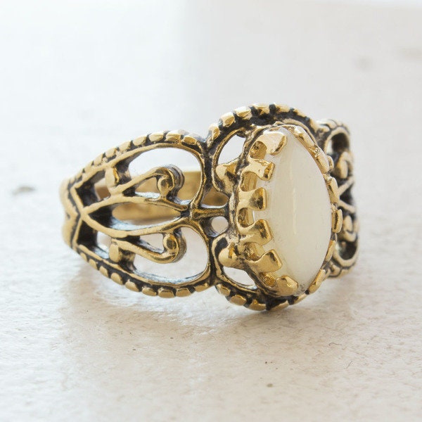 Vintage Ring Genuine Opal Cocktail Ring Antique Opals 18k Gold Made in the USA R144 - Limited Stock - Never Worn