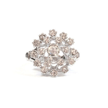 Vintage Clear Austrian Crystal Burst Ring – 18k White Gold Electroplated, Made in USA jewelry image 1