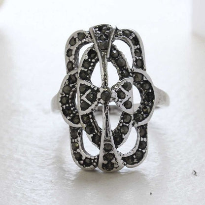 Vintage Ring Genuine Marcasite Cocktail Ring 18k Antique White Gold Silver  R1861 - Limited Stock - Never Worn
