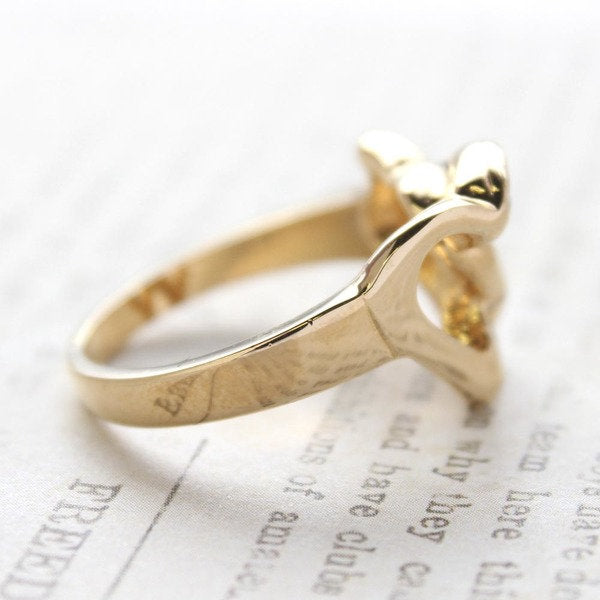 A Vintage Ring Clear Swarovski Crystal Double Heart Ring 18k Gold  R2767 Antique Rings - Limited Stock - Never Worn