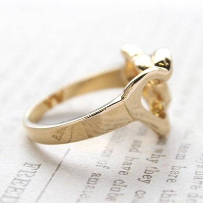 A Vintage Ring Clear Swarovski Crystal Double Heart Ring 18k Gold  R2767 Antique Rings - Limited Stock - Never Worn