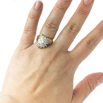 Vintage Ring Amethyst Cubic Zirconia and Clear Swarovski Crystals 18kt Gold  #R3163 - Limited Stock - Never Worn