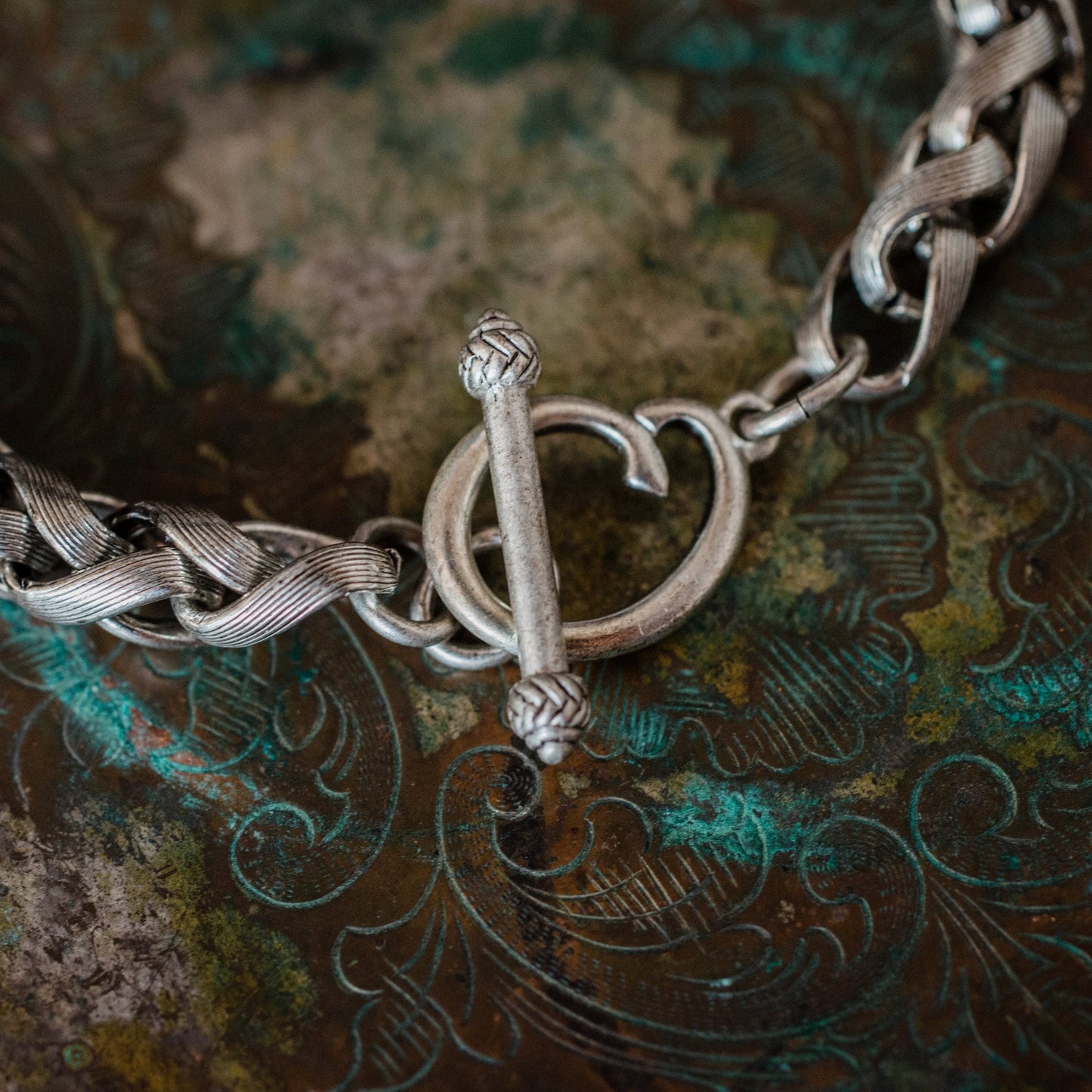 Vintage Ring Oscar De La Renta Silver Tone Braided Textured Links Bracelet #OS-B141-S - Limited Stock - Never Worn