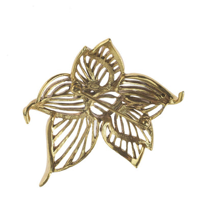 Oscar de la Renta Vintage Gold Flower Pin