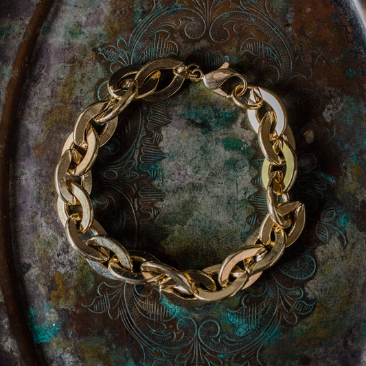 Vintage Designer Oscar De La Renta Antique Gold Tone 7-1/2" Inch Link Bracelet #OS-B100-G Size: undefined