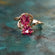 Vintage Ring Cubic Zirconia Double Heart Ring 18k Gold Antique Womans Handmade Jewelry R2342