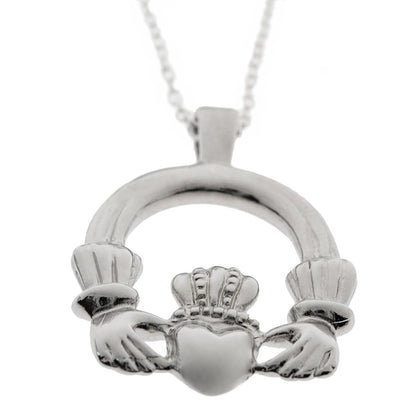 Vintage Claddagh Necklace 18k White Gold Silver Made in the USA N1722 - Limited Stock - Never Worn