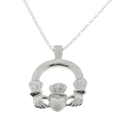 Vintage Claddagh Necklace 18k White Gold Silver Made in the USA N1722 - Limited Stock - Never Worn