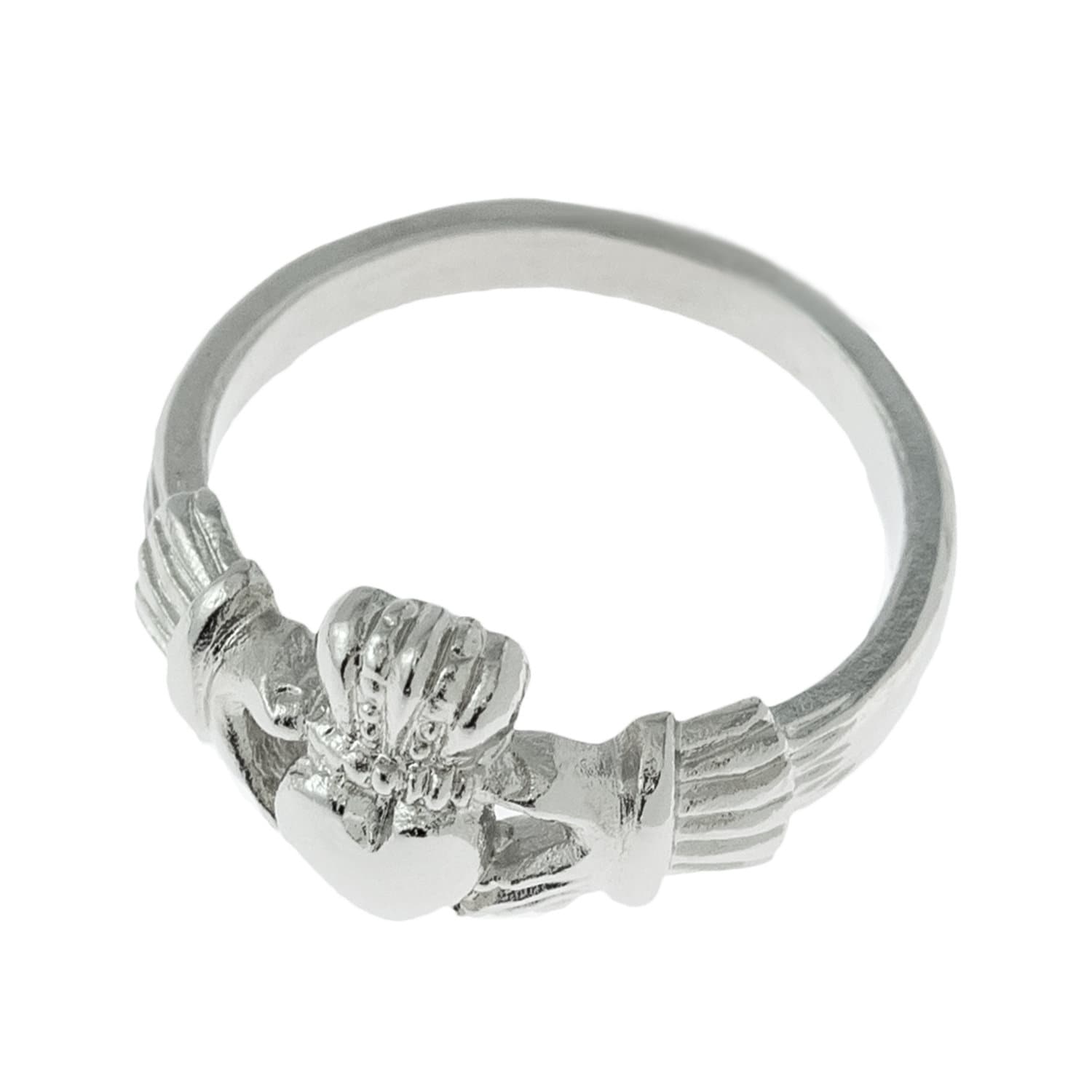 Handcrafted Vintage Ring 18k White Gold Silver Irish Claddagh Ring R1722 - Limited Stock - Never Worn