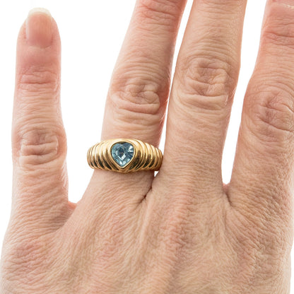 Vintage Ring Aquamarine Swarovski Crystal Heart Ring 18k Gold Antique Promise Jewelry Handmade Big Womans R2063 - Limited Stock - Never Worn