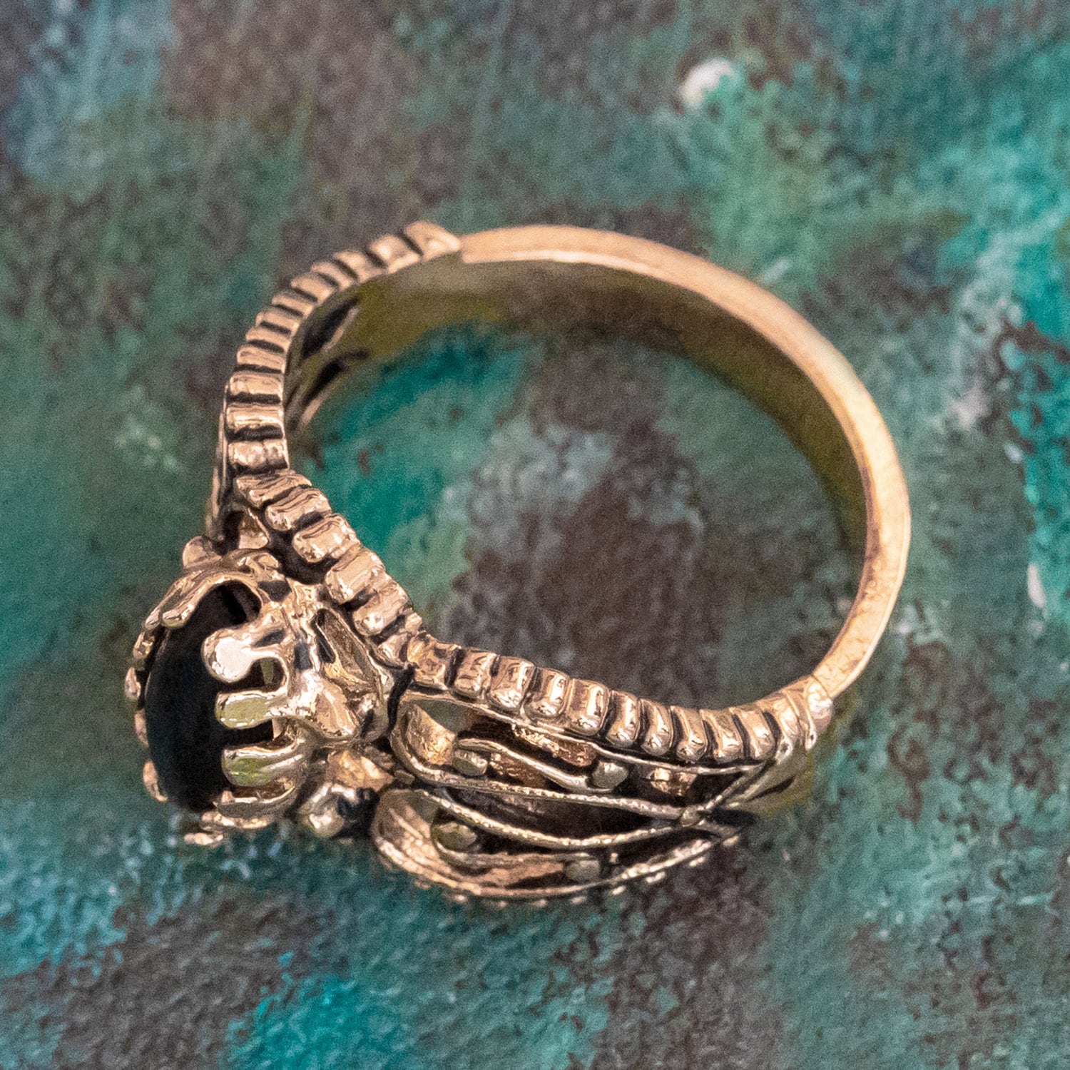 Vintage Ring Genuine Onyx Filigree Style 18k Antique Gold Jewelry for Women #R144 - Limited Stock - Never Worn