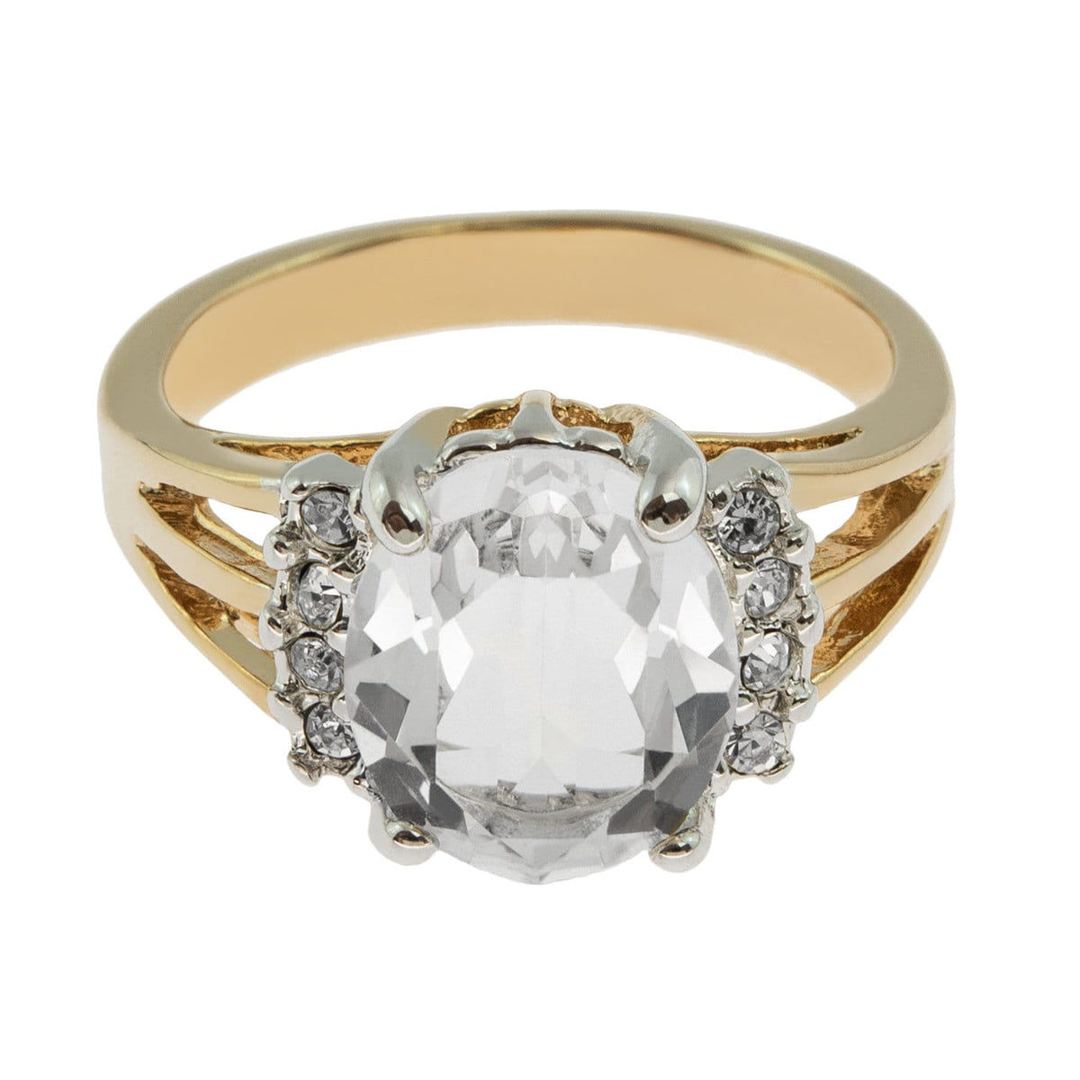 Vintage Ring 1980's Clear Swarovski Crystal Ring 18k Gold  R1664 - Limited Stock - Never Worn