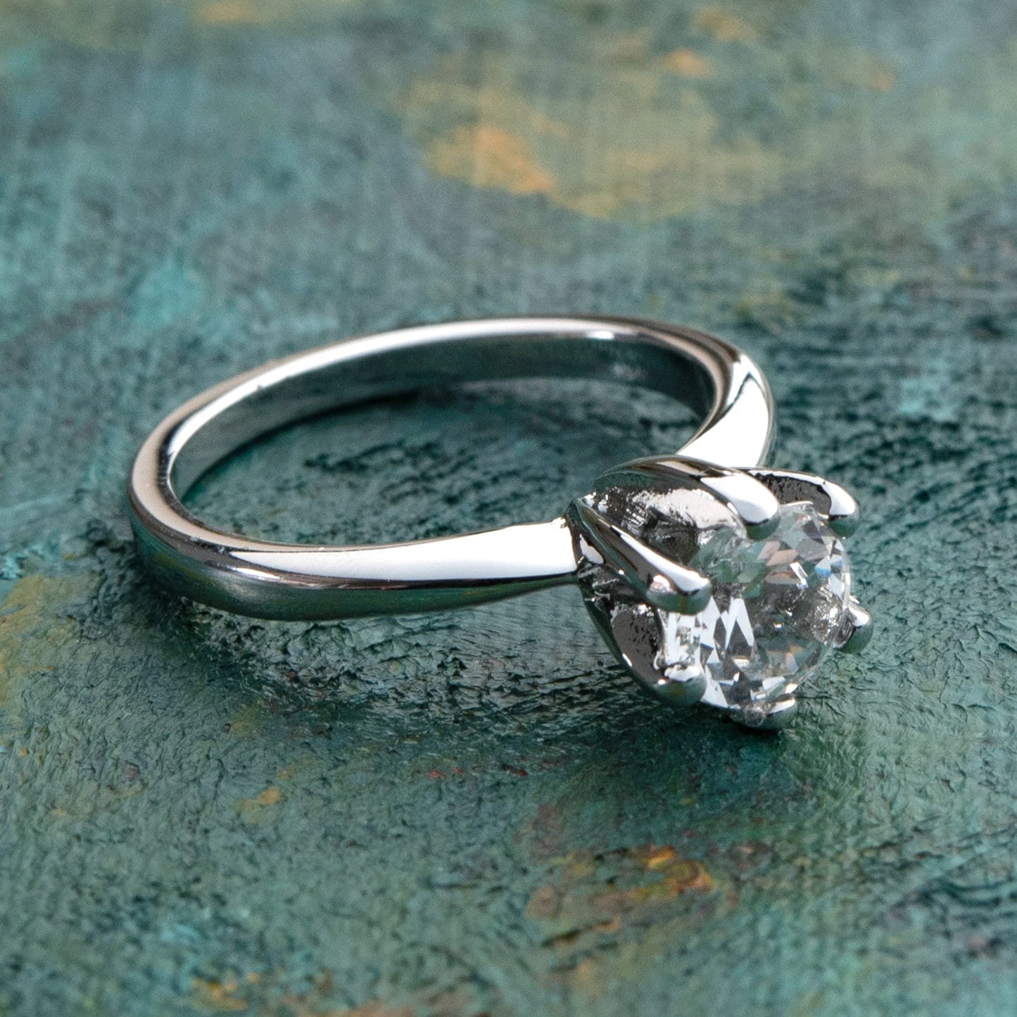 Vintage Ring Genuine Spinel Stone Solitaire Engagement Style Ring 1ct. Weight 18k White Gold Silver Antique Womans Promise Engagement R1600