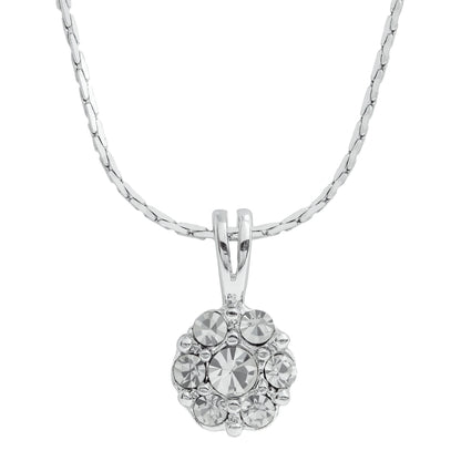 Vintage Flower Pendant Clear Swarovski Crystals 18k White Gold Silver N288 - Limited Stock - Never Worn