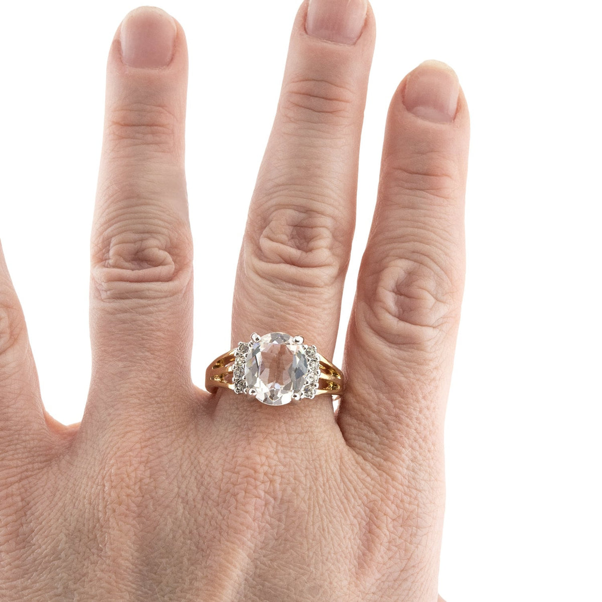 Vintage Ring 1980's Clear Swarovski Crystal Ring 18k Gold  R1664 - Limited Stock - Never Worn